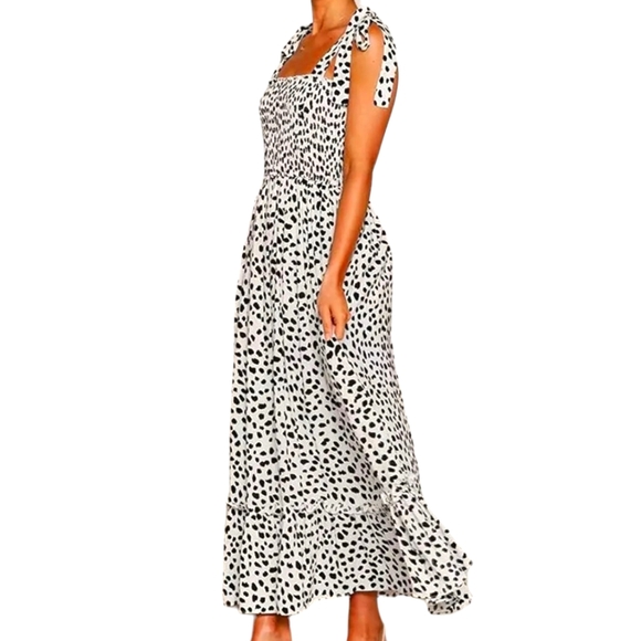 R.Vivimos NWT black/white polka dot maxi dress Size 4/6 - Picture 2 of 9